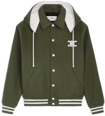 (W) CELINE FW22 Jaket Hijau dengan Hoodie Lepas dan Logo Patch. 2V49I6700-31FS Order (W) CELINE FW22 Jaket Hijau dengan Hoodie Lepas dan Logo Patch. 2V49I6700-31FS