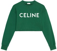 (Women) CELINE FW22 Green Letter Print Cropped Long Sleeve Sweatshirt. 2Y796670Q-30IW (Women) CELINE FW22 Green Letter Print Cropped Long Sleeve Sweatshirt. 2Y796670Q-30IW