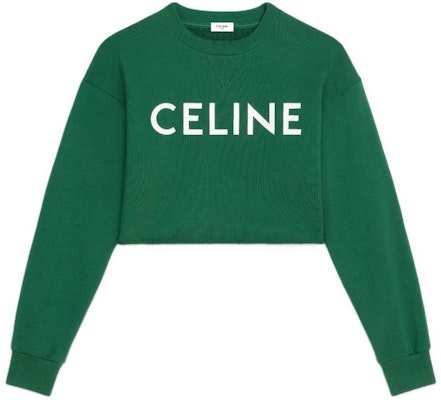 (Women) CELINE FW22 Green Letter Print Cropped Long Sleeve Sweatshirt. 2Y796670Q-30IW Buy (Women) CELINE FW22 Green Letter Print Cropped Long Sleeve Sweatshirt. 2Y796670Q-30IW