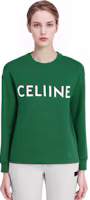 Shop (Women) CELINE FW22 Green Letter Print Cropped Long Sleeve Sweatshirt. 2Y796670Q-30IW