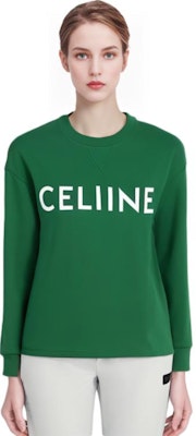 (Women) CELINE FW22 Green Letter Print Cropped Long Sleeve Sweatshirt. 2Y796670Q-30IW Shop (Women) CELINE FW22 Green Letter Print Cropped Long Sleeve Sweatshirt. 2Y796670Q-30IW