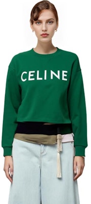 (Women) CELINE FW22 Green Letter Print Cropped Long Sleeve Sweatshirt. 2Y796670Q-30IW Purchase (Women) CELINE FW22 Green Letter Print Cropped Long Sleeve Sweatshirt. 2Y796670Q-30IW