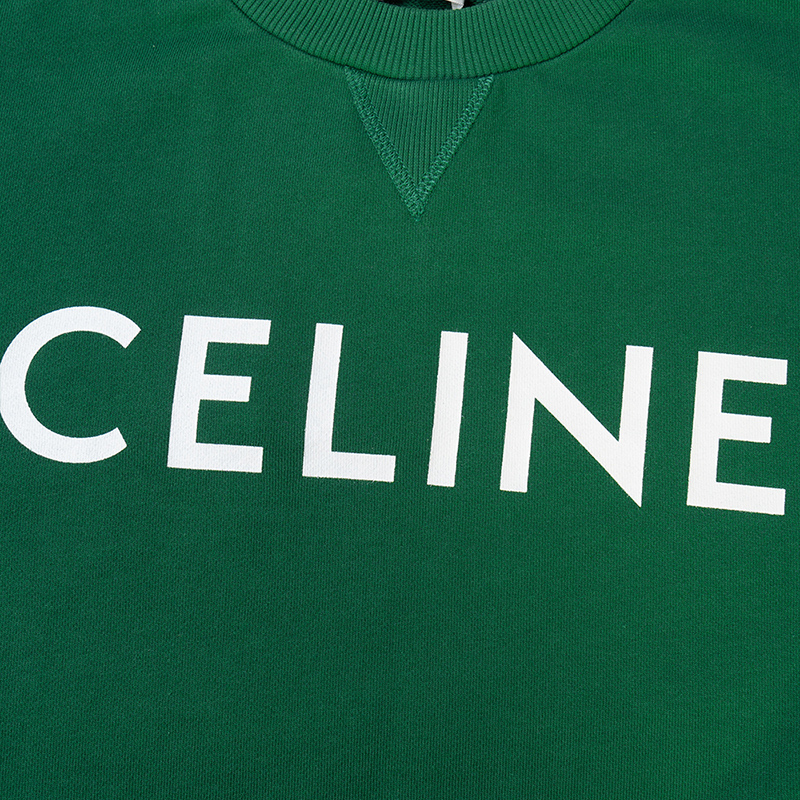 Details for (W) Sudadera Cropped Manga Larga Estampado Letras Verde CELINE FW22. 2Y796670Q-30IW