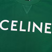 Details for (Women) CELINE FW22 Green Letter Print Cropped Long Sleeve Sweatshirt. 2Y796670Q-30IW