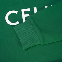 Sizing (Women) CELINE FW22 Green Letter Print Cropped Long Sleeve Sweatshirt. 2Y796670Q-30IW