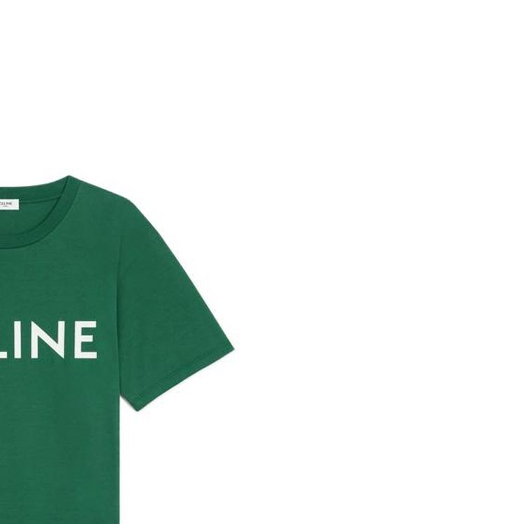 Shop (W) CELINE FW22 Kaos Oversized Katun Hijau dengan Logo Cetak. 2X764671Q-30IW