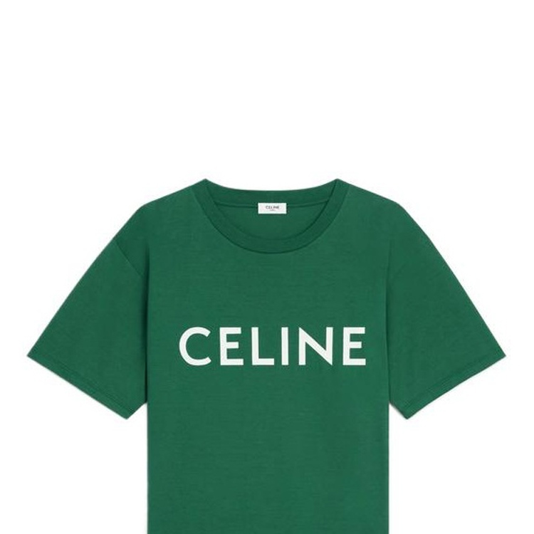 Details for (W) CELINE FW22 Kaos Oversized Katun Hijau dengan Logo Cetak. 2X764671Q-30IW