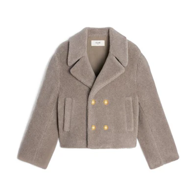 (Women) CELINE FW22 Grey Short Loose Fit Collared Jacket 2M825426T-18TP