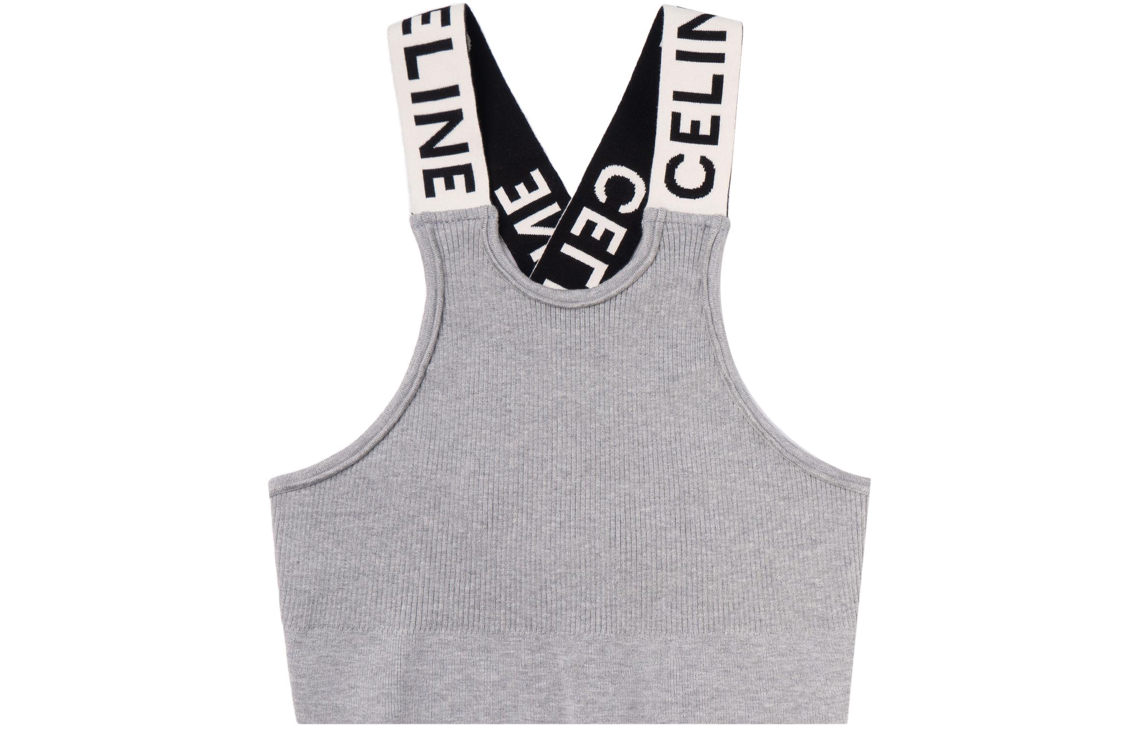 (Women) CELINE FW22  Grey Slim Fit Pullover Tank Top with Letter Print. 2A25Z372N-10GO