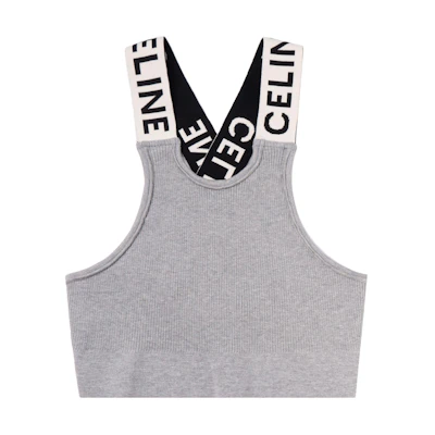 (Women) CELINE FW22 Grey Slim Fit Pullover Tank Top with Letter Print. 2A25Z372N-10GO