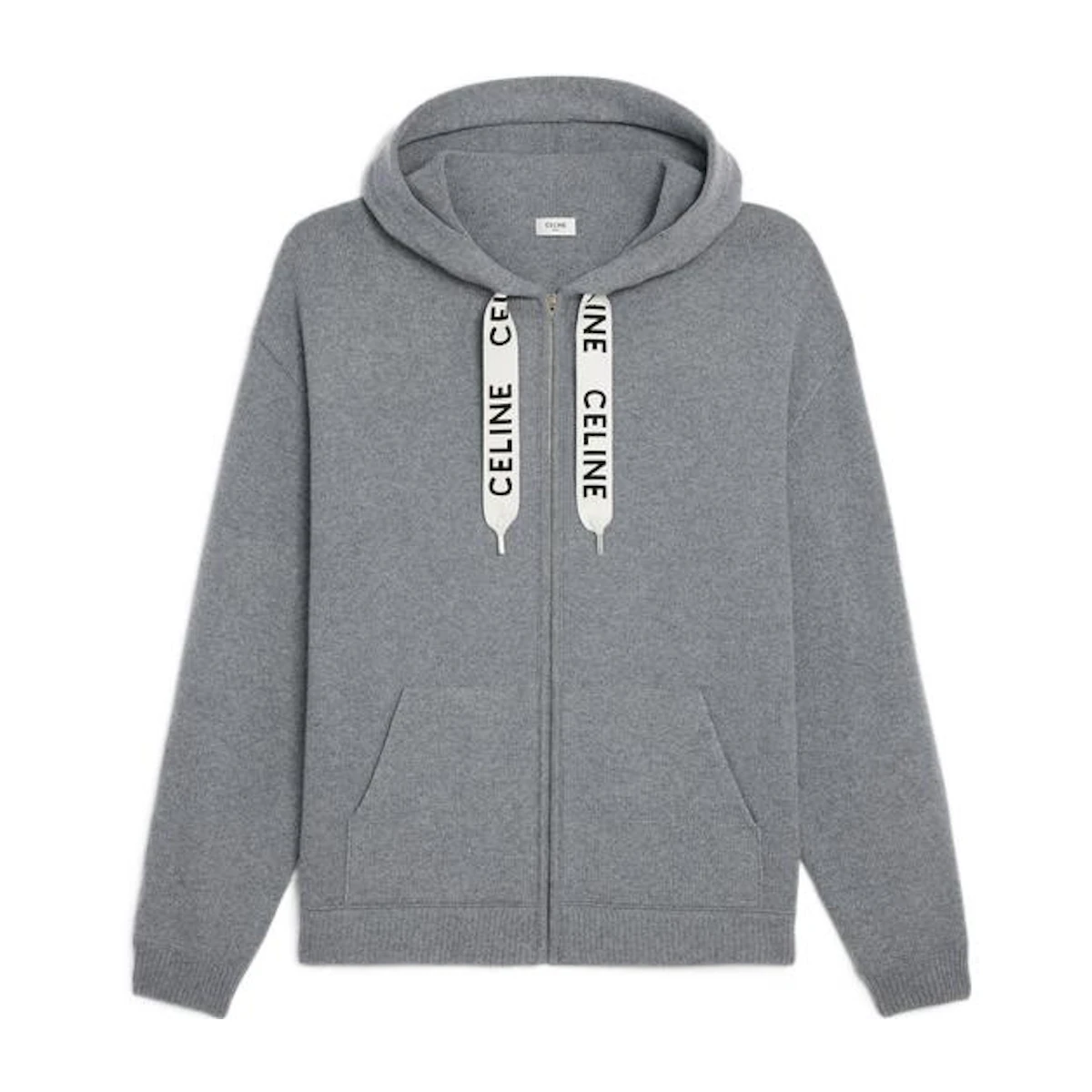 W) セリーヌ FW22 グレー ソリッド ジップアップ パーカー ポケット W) セリーヌ FW22 グレー ソリッド ジップアップ パーカー ポケット