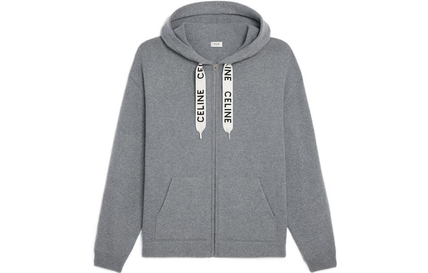 Order (W) CELINE FW22 灰色拉鍊連帽外套，附口袋與長袖設計。 2A77O402P-09GM