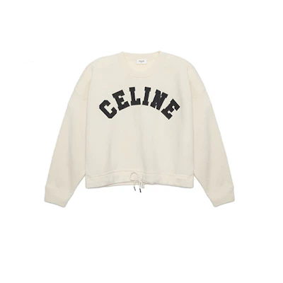 (Women) CELINE FW22 Letter Print Cropped Knit Sweater - Off White 2A11V402P-01OW