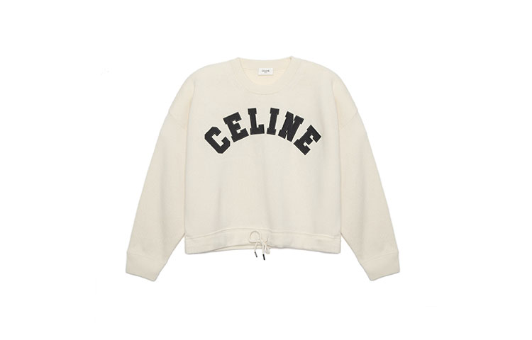 Order (Women) CELINE FW22  Letter Print Cropped Knit Sweater - Off White 2A11V402P-01OW