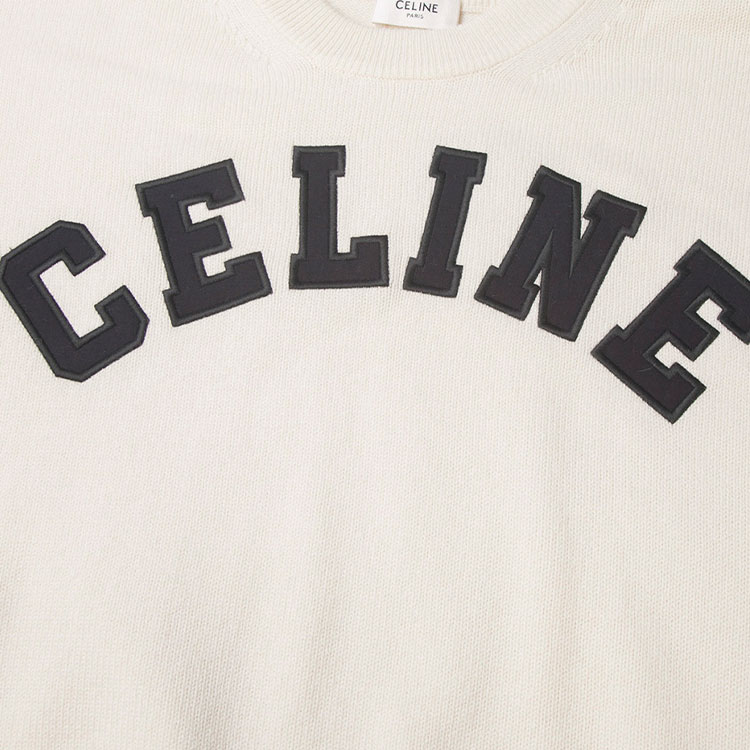 Shop (Women) CELINE FW22  Letter Print Cropped Knit Sweater - Off White 2A11V402P-01OW