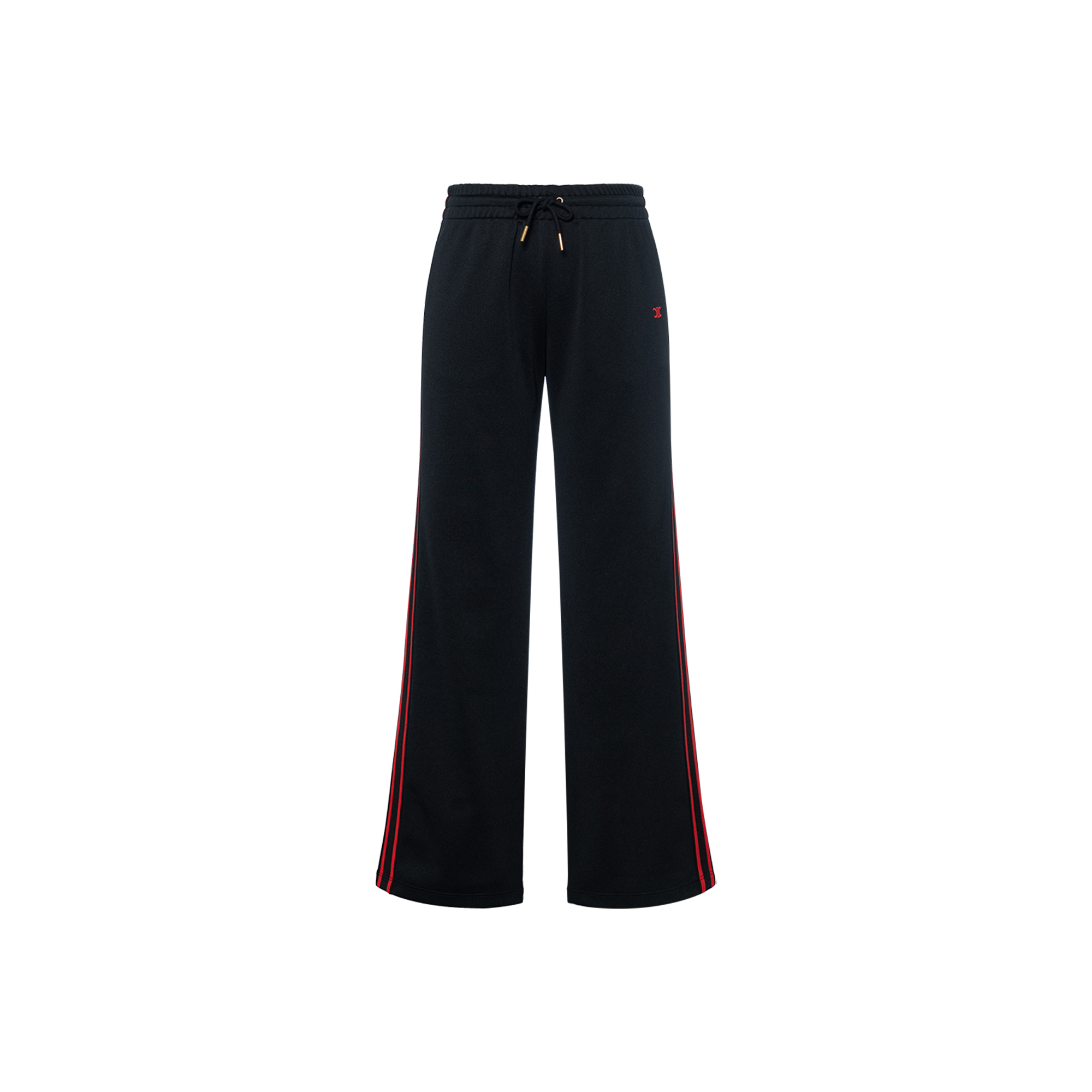 (Women) CELINE FW22  Logo Embroidered Knitted Track Pants Black/Red. 2Z344121O-38BR