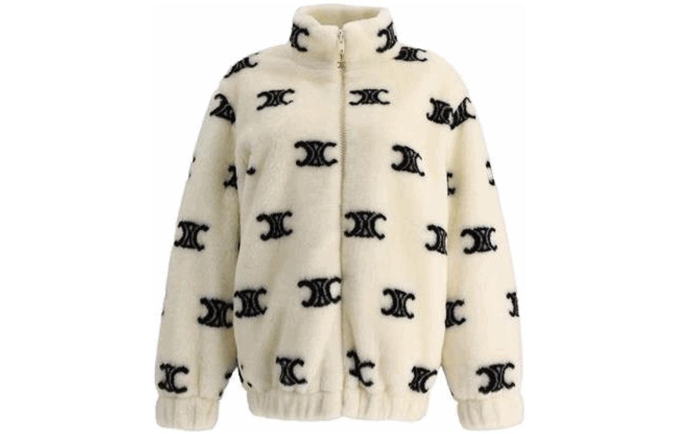 (Women) CELINE FW22  Logo Jacquard Zip-Up Jacket - White 2Y983389U-01OB