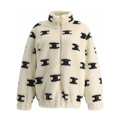 (Women) CELINE FW22 Logo Jacquard Zip-Up Jacket - White 2Y983389U-01OB