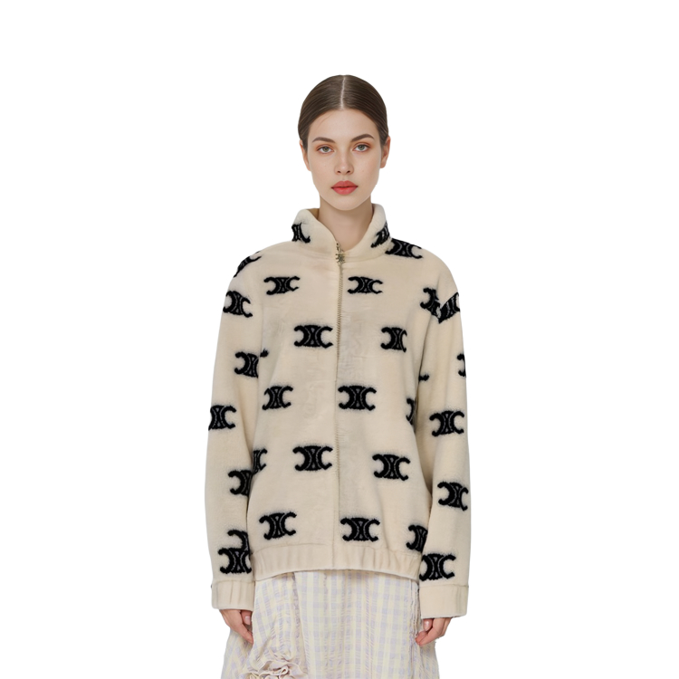 Lookbook (Women) CELINE FW22  Logo Jacquard Zip-Up Jacket - White 2Y983389U-01OB