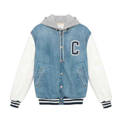 (Women) CELINE FW22 Patchwork Letter Hoodie Jacket Blue 2Q563206T-08PI