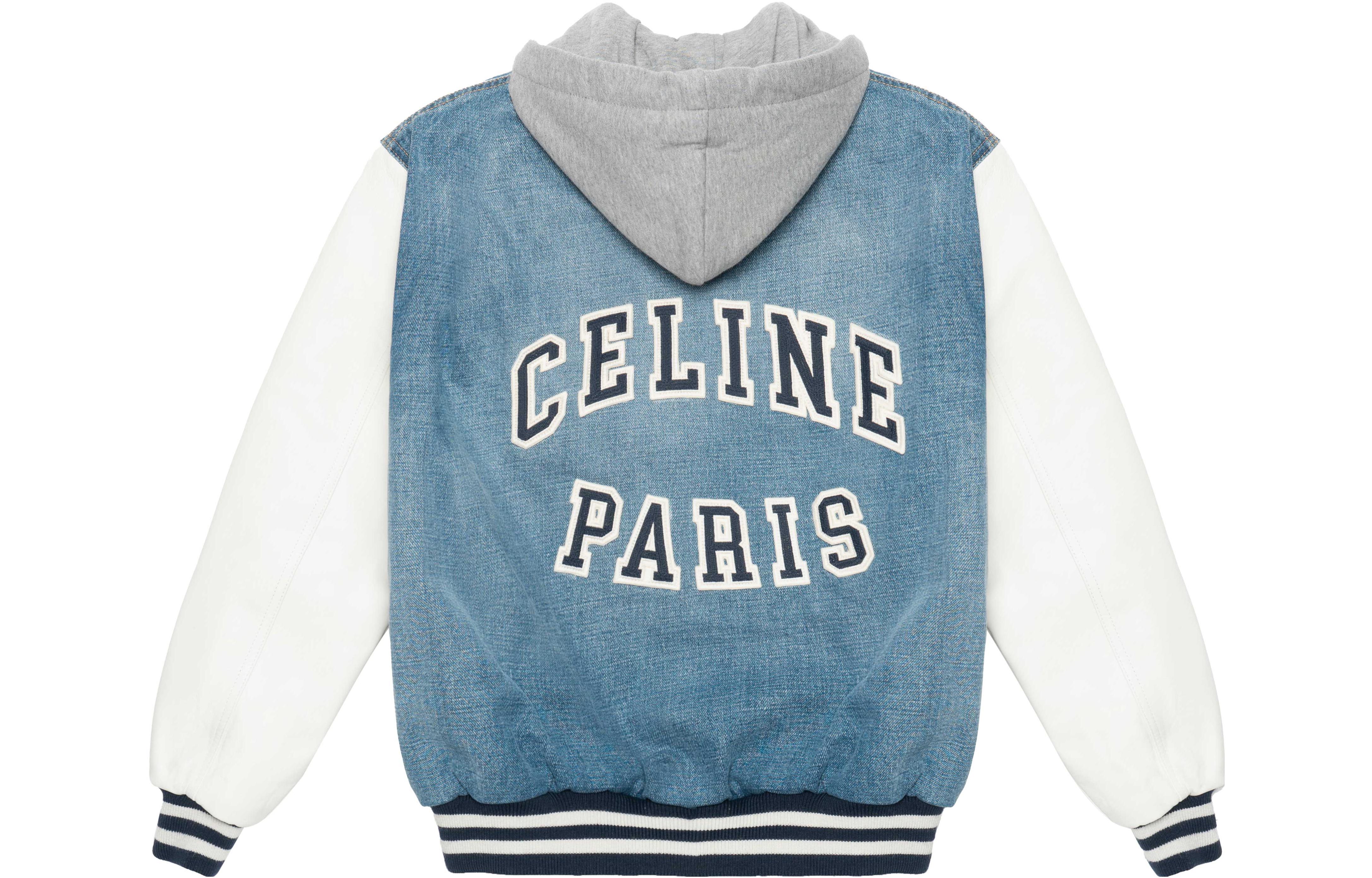 (Women) CELINE FW22  Patchwork Letter Hoodie Jacket Blue 2Q563206T-08PI 圖 3