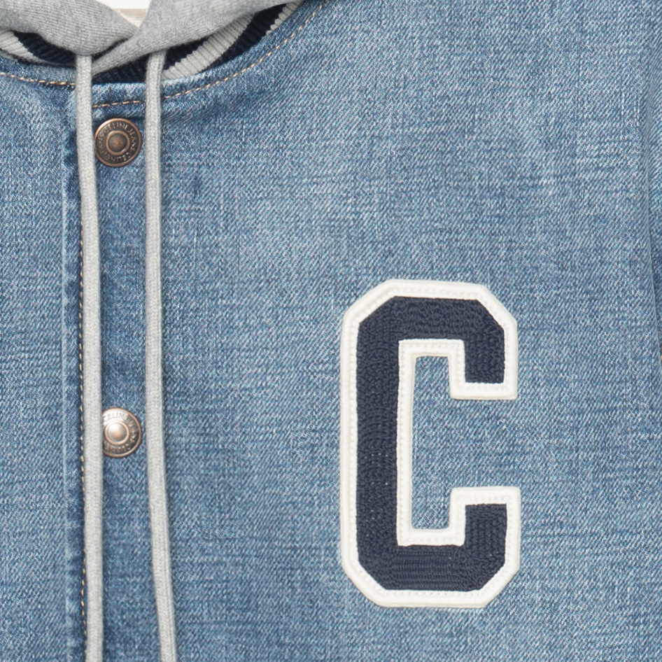 (Women) CELINE FW22  Patchwork Letter Hoodie Jacket Blue 2Q563206T-08PI 圖 4