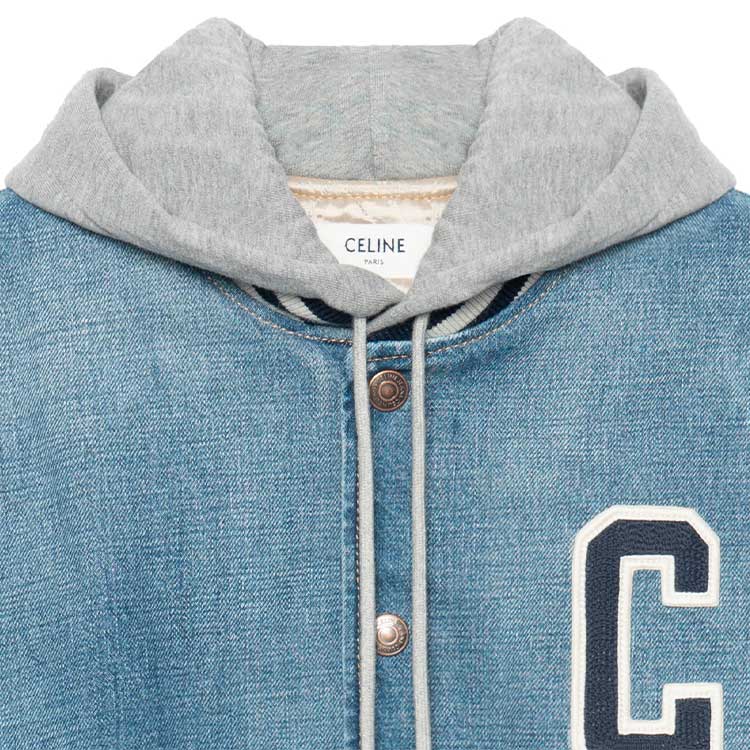 (Women) CELINE FW22  Patchwork Letter Hoodie Jacket Blue 2Q563206T-08PI 圖 7