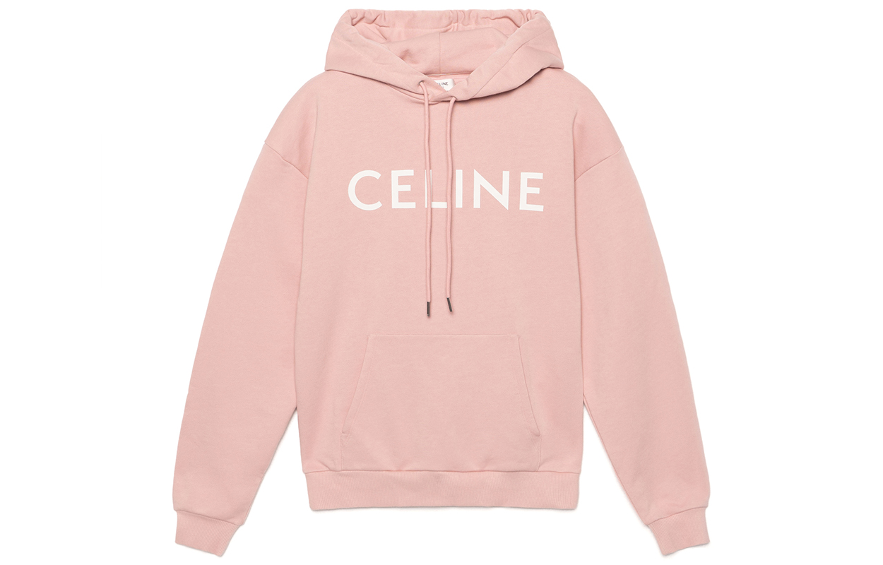 Order (Women) CELINE FW22  Pink Logo Drawstring Loose Fit Hoodie. 2Y369670Q-25BP