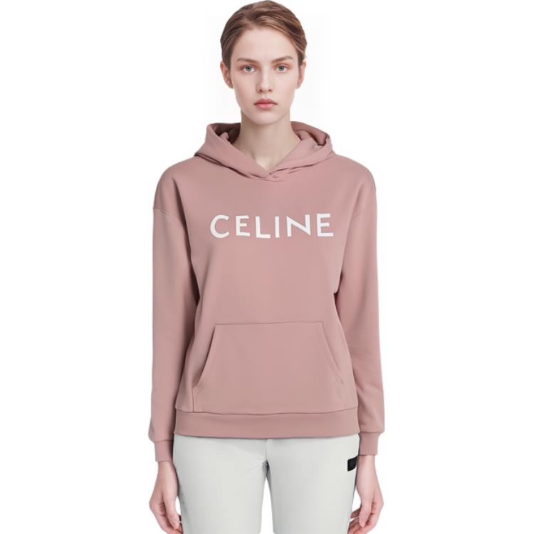 Purchase (Women) CELINE FW22  Pink Logo Drawstring Loose Fit Hoodie. 2Y369670Q-25BP