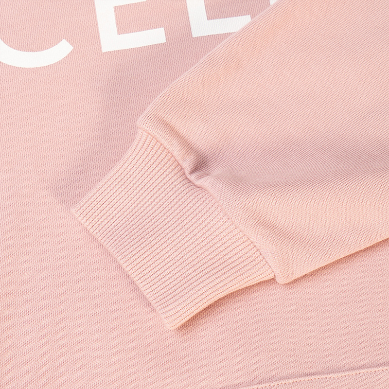 Sizing (Women) CELINE FW22  Pink Logo Drawstring Loose Fit Hoodie. 2Y369670Q-25BP