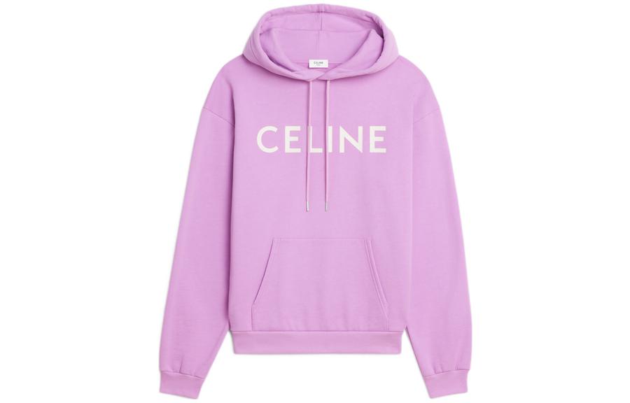 (Women) CELINE FW22  Purple Logo Print Cotton Drawstring Hoodie. 2Y369670Q-33HO 圖 2