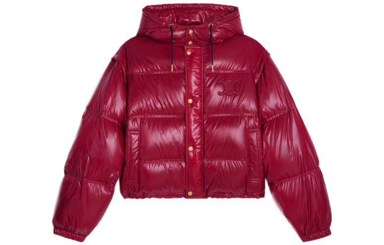 (Women) CELINE FW22  Red Lightweight Hooded Down Jacket with Detachable Design 2W661595K-28LB