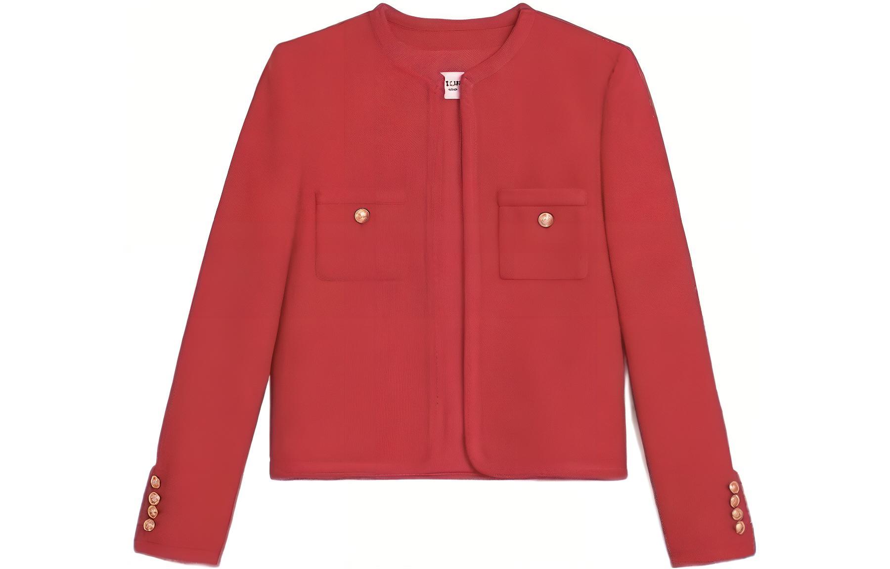 (Women) CELINE FW22  Red Long Sleeve Jacket with Metallic Button Accents. 2V71I053R-27VI