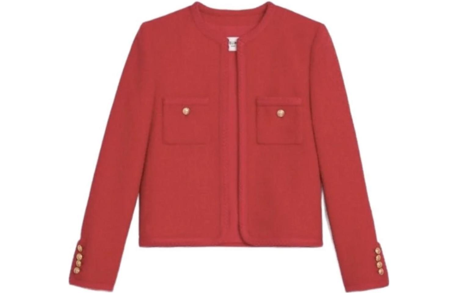 (Women) CELINE FW22  Red Long Sleeve Jacket with Metallic Button Accents. 2V71I053R-27VI 圖 2