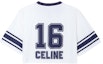 Lookbook (Women) CELINE FW22 Short Sleeve Crop Top Navy with Colorblock Letter Print 2X09D671Q-01MA