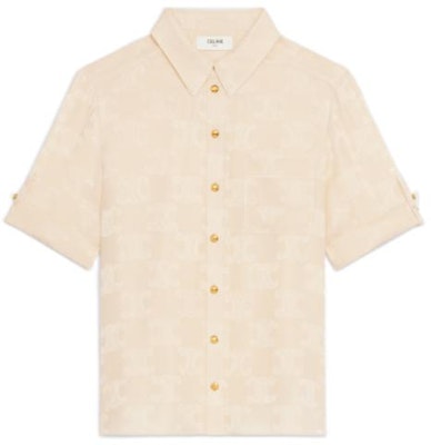 (Women) CELINE FW22 Slim Fit Short Sleeve Shirt Cream Color. 2B710399S-12CR Buy (Women) CELINE FW22 Slim Fit Short Sleeve Shirt Cream Color. 2B710399S-12CR