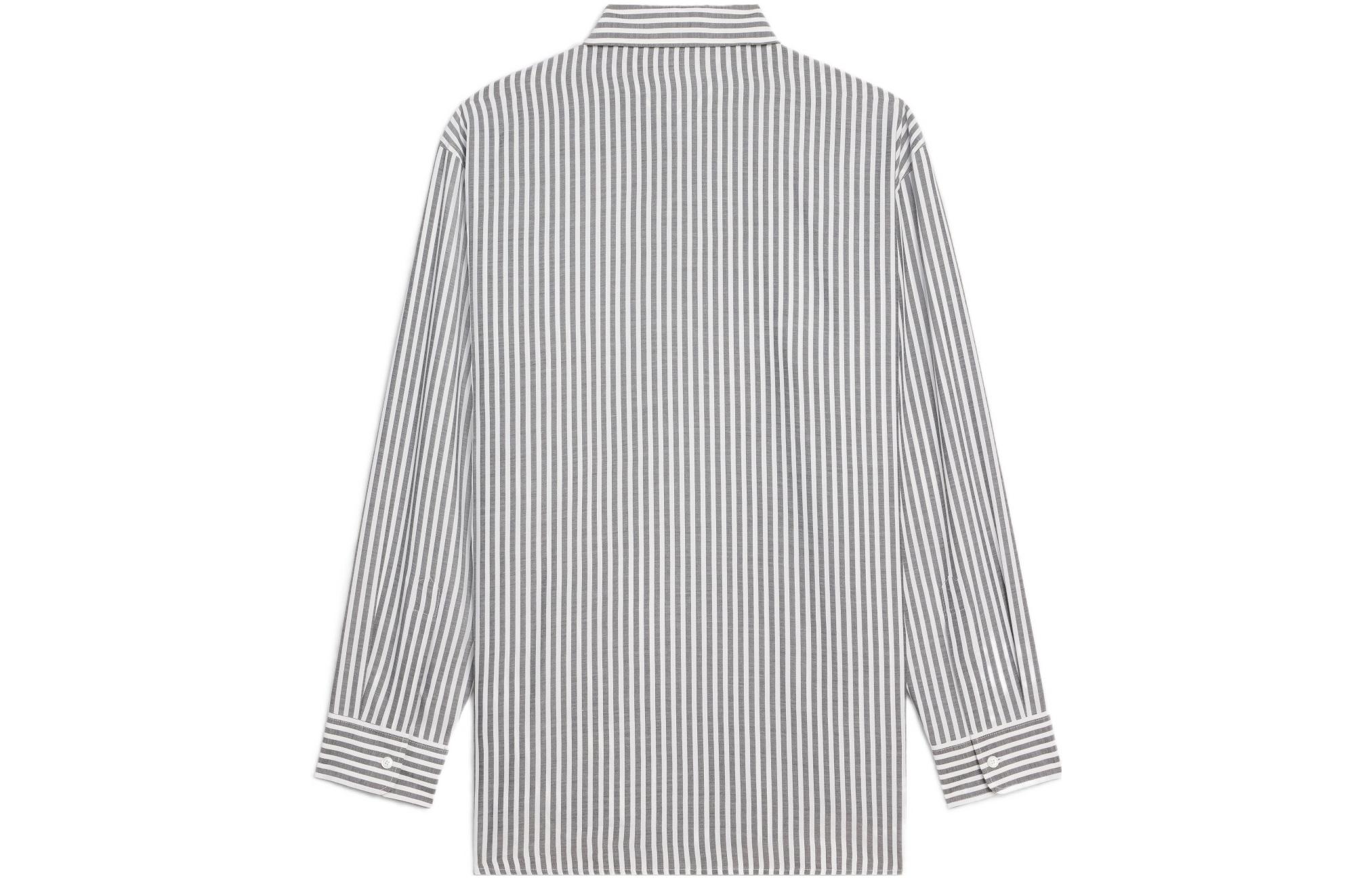 Lookbook (W) Camisa de Manga Larga CELINE FW22 Triomphe Logo Rayas Blanco Fluorescente 2C749113I-01OB