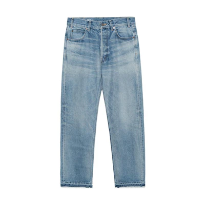 (Women) CELINE FW22 Washed High-Waisted Straight-Leg Pocket Jeans Blue 2N845206T-08PI