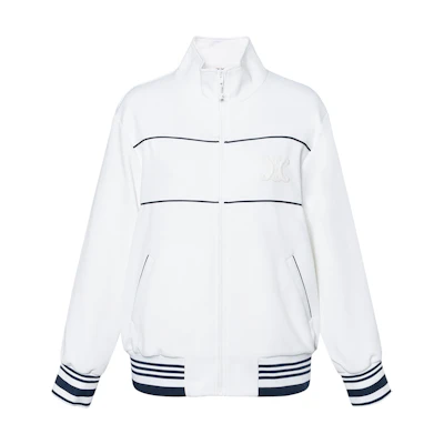 (Women) CELINE FW22 White Striped Zip High-Neck Long Sleeve Jacket. 2Y46A225S-01MA
