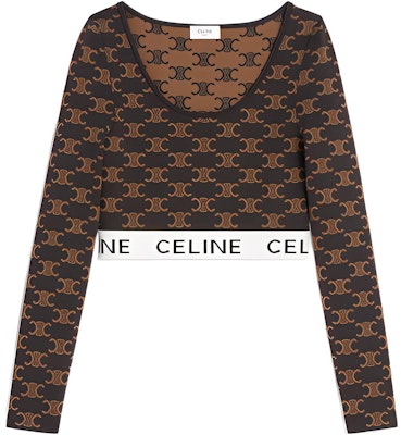 (W) 셀린 FW22 옐로우 로고 프린트 크롭 롱슬리브 풀오버. 2AG03916T-19BR Buy (W) 셀린 FW22 옐로우 로고 프린트 크롭 롱슬리브 풀오버. 2AG03916T-19BR