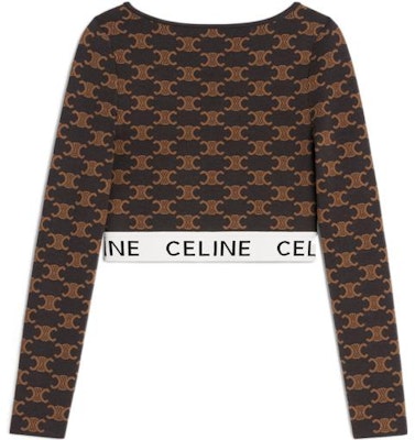 (W) 셀린 FW22 옐로우 로고 프린트 크롭 롱슬리브 풀오버. 2AG03916T-19BR Lookbook (W) 셀린 FW22 옐로우 로고 프린트 크롭 롱슬리브 풀오버. 2AG03916T-19BR