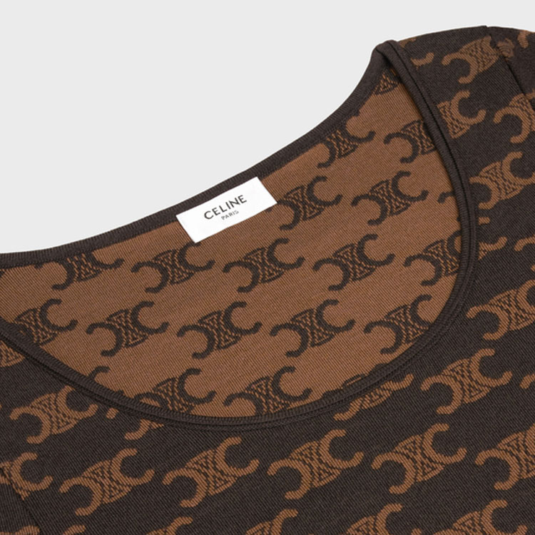 Details for (W) 셀린 FW22 옐로우 로고 프린트 크롭 롱슬리브 풀오버. 2AG03916T-19BR