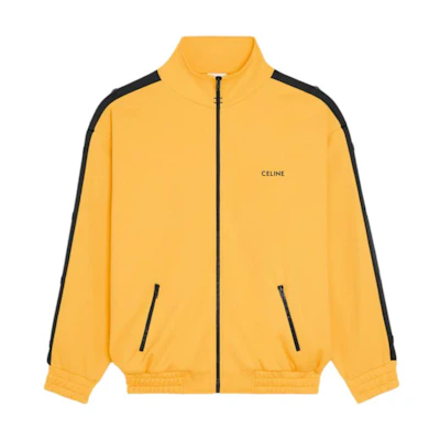 (Women) CELINE FW22 Yellow Striped Zip-Up Jacket with Stand Collar. 2Y831121O-11GX