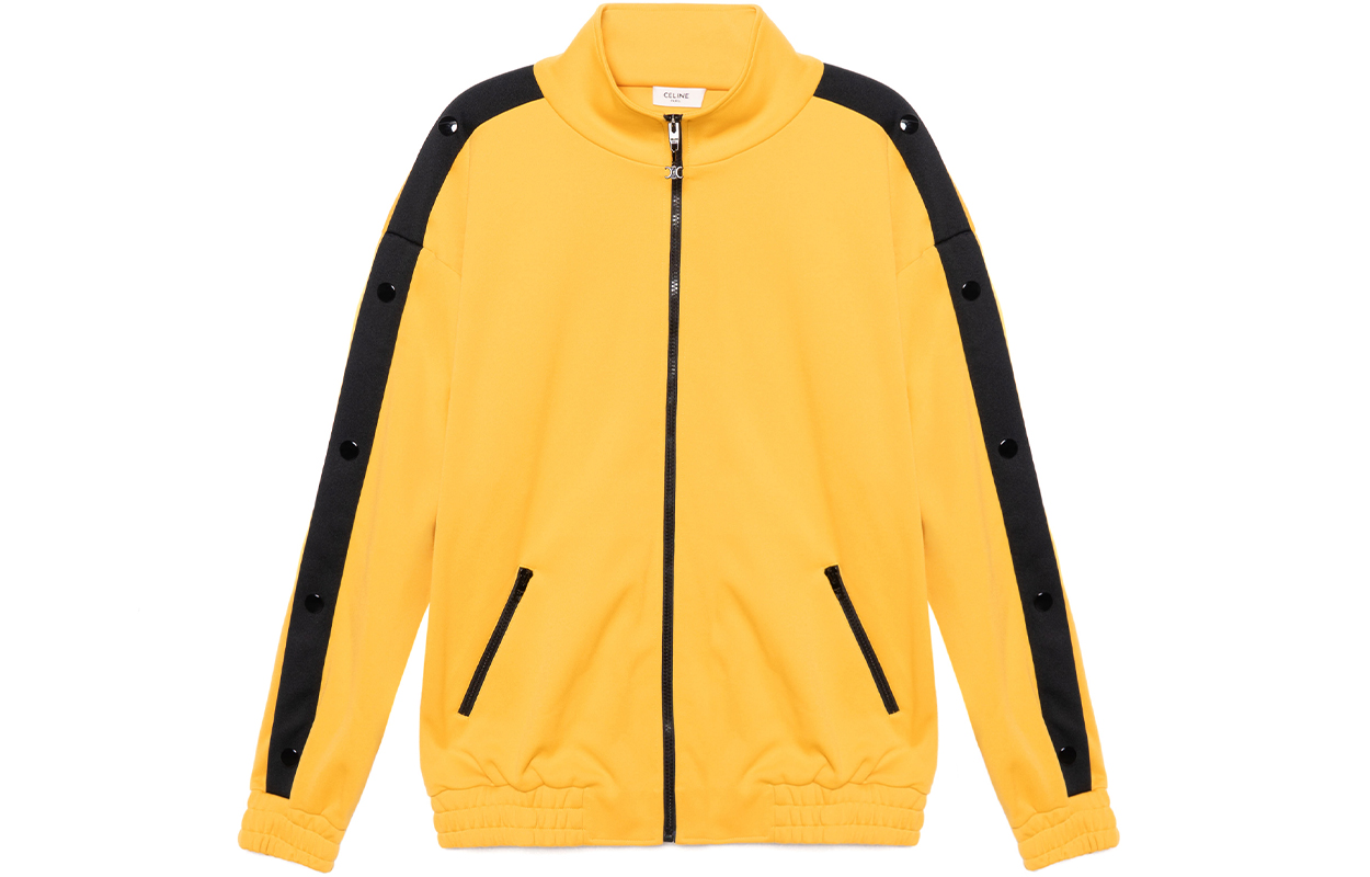 Order (Women) CELINE FW22  Yellow Striped Zip-Up Jacket with Stand Collar. 2Y831121O-11GX
