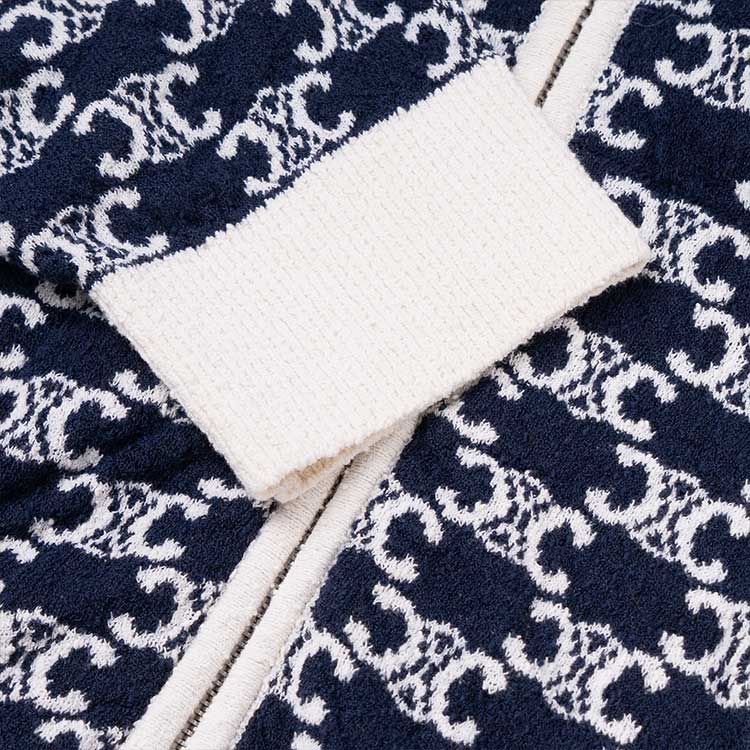 Details for (W) Sudadera con cremallera CELINE FW22 estampado completo azul para mujer. 2A82V865P-07OW