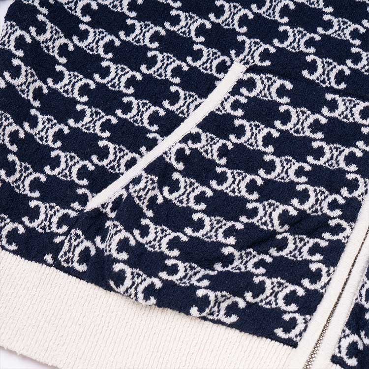 Sizing (W) Sudadera con cremallera CELINE FW22 estampado completo azul para mujer. 2A82V865P-07OW