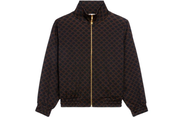 Order (W) Celine FW22 棕色格紋高領拉鍊外套 女款長袖上衣 2Y17A366T-39NM