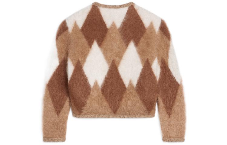 Lookbook (W) 셀린 FW22 브라운 프린트 니트 버튼업 여성 가디건. 2A10Z831R-03HN