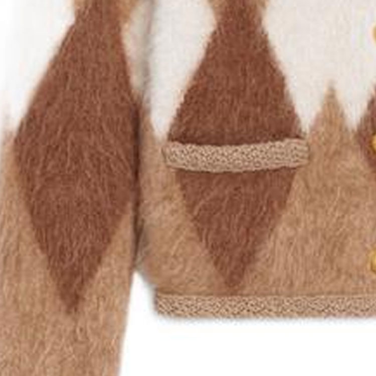 Cheap (W) 셀린 FW22 브라운 프린트 니트 버튼업 여성 가디건. 2A10Z831R-03HN