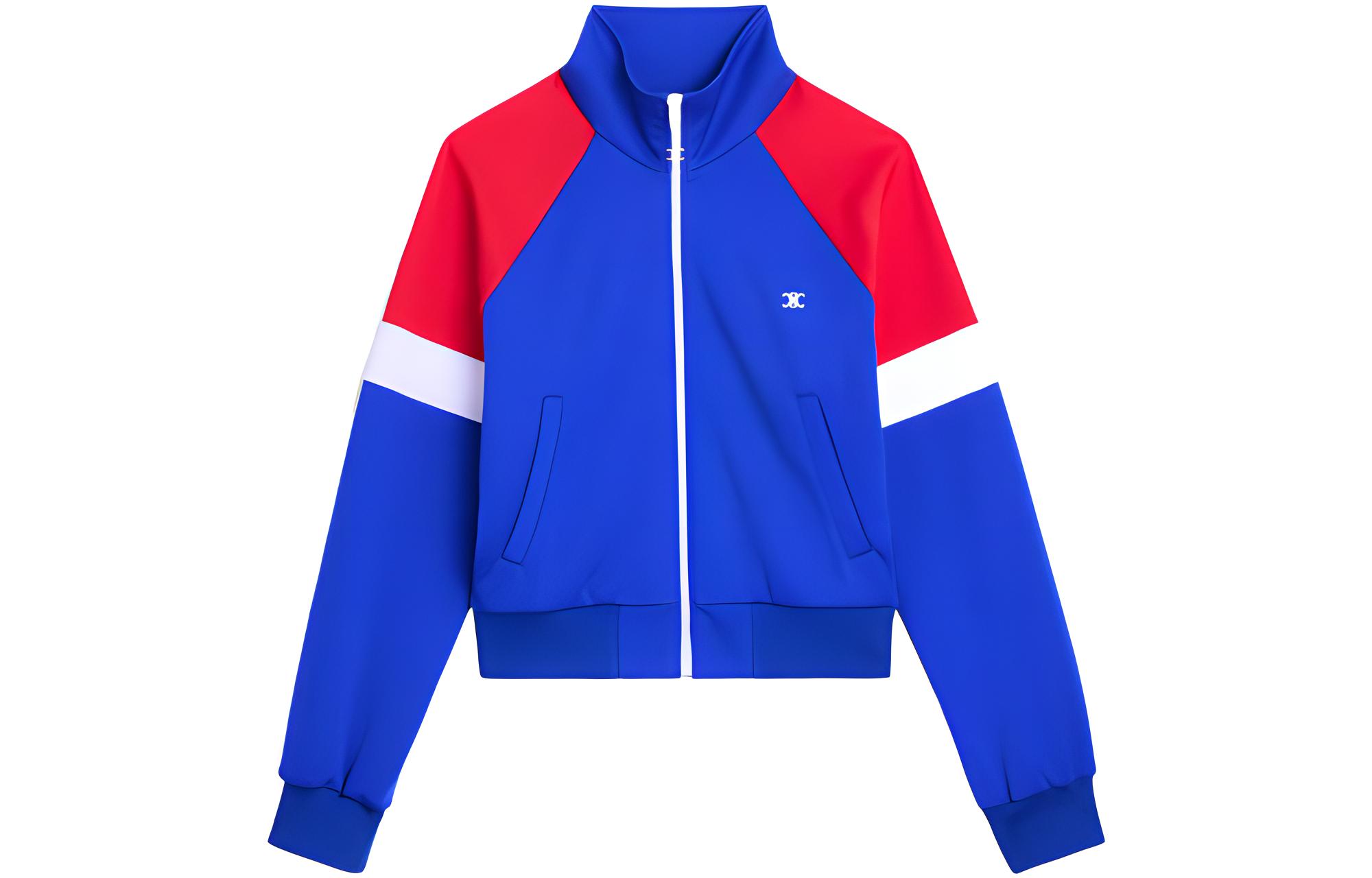 (Women) CELINE FW22 Contrast Logo Stand Collar Jacket  Electric Blue. 2Y45A121O-07LH